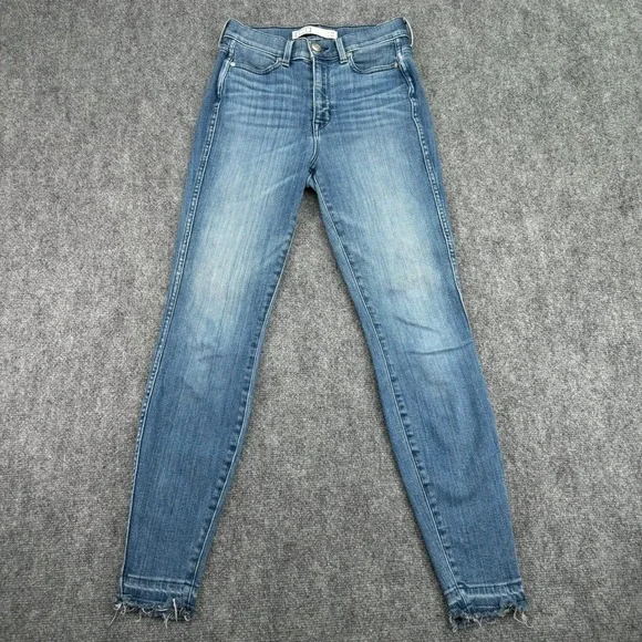 AYR Jeans Womens 26x28 Blue The Riser High Rise‎ Skinny Frayed Hem LA USA Made - Picture 1 of 16